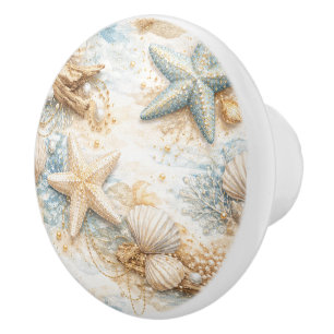 Eterntal Tides Coastal Watercolor Beach  Ceramic Knob