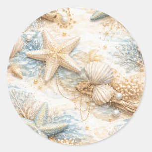 Eterntal Tides Coastal Watercolor Beach Wedding Classic Round Sticker