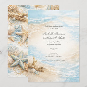 Eterntal Tides Coastal Watercolor Beach Wedding Invitation