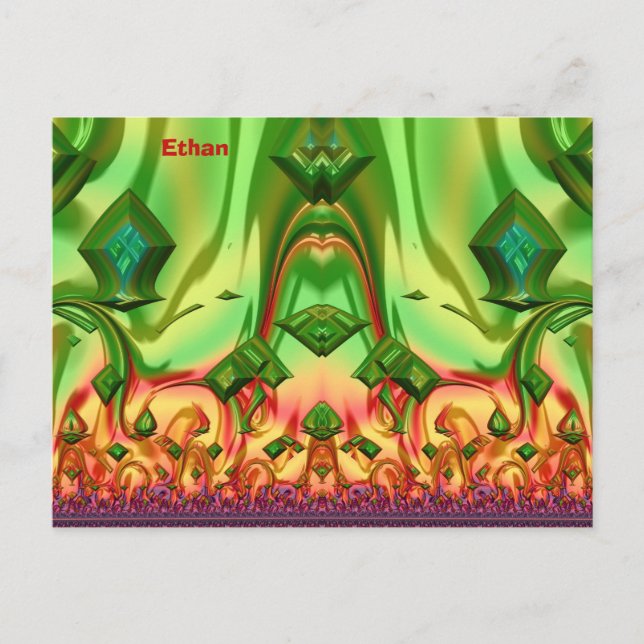 ETHAN ~ 3D Design Pattern ~ Christmas Colors~ Postcard (Front)