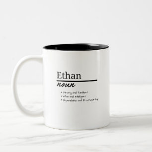 Ethan, Boy Personalised Name Definition Two-Tone Coffee Mug