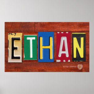 ETHAN License Plate Letter Name Custom Sign