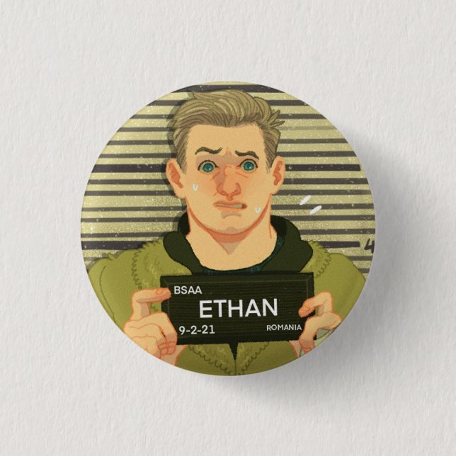 ethan mugshot 3 cm round badge (Front)