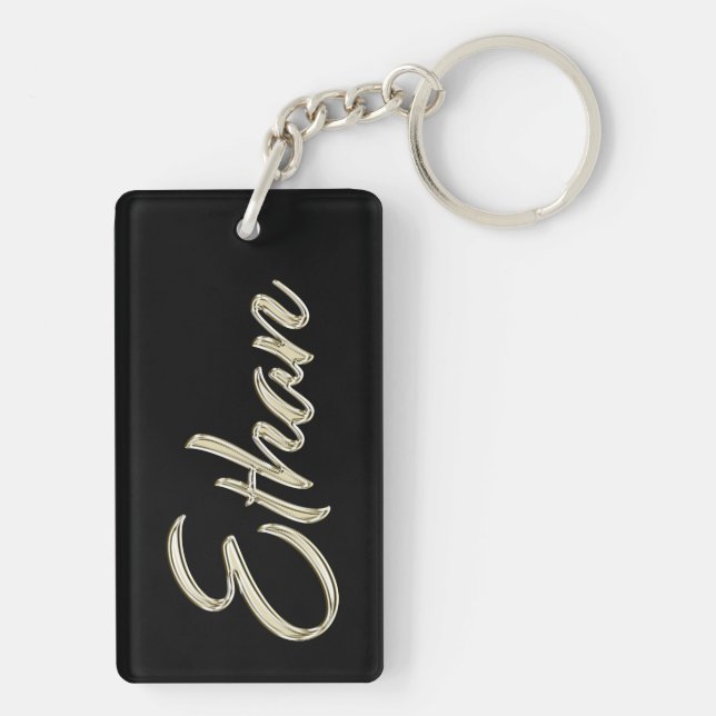 Ethan Name whitegold key trailer Ring (Back)