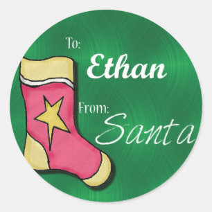 Ethan Personalised Christmas Label49 Classic Round Sticker