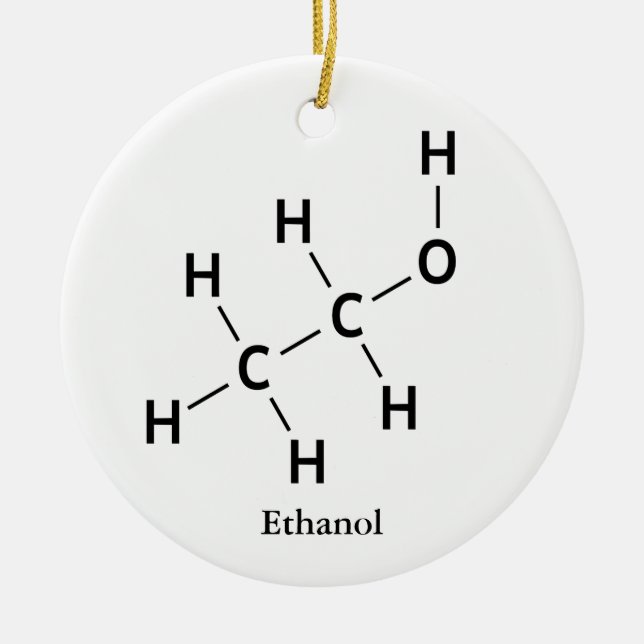 Ethanol Alcohol Molecule Chemistry Cool Ceramic Tree Decoration (Front)