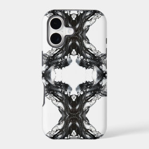 Ethereal Abstract Black on White Fluid Art