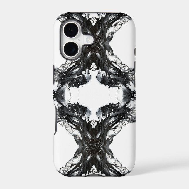 Ethereal Abstract Black on White Fluid Art (Back)
