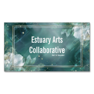 Ethereal Abstract Floral Emerald Green & Gold Magnetic Business Card