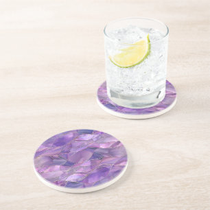 Ethereal Amethyst Flow Elegant Abstract Purple Coaster