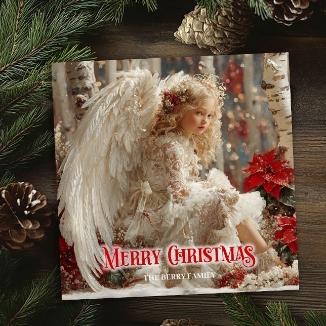 Ethereal angelic angel red gold festive magical   holiday card (Ethereal angelic angel red gold festive magical card)