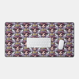Ethereal Angelic Chibi - angel, halo, flowers Desk Mat