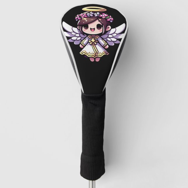 Ethereal Angelic Chibi - angel, halo, flowers Golf Head Cover (Front)