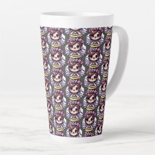 Ethereal Angelic Chibi - angel, halo, flowers Latte Mug