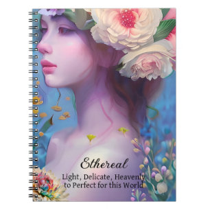 Ethereal Angelic Woman with Flowers in her Hair Notebook
