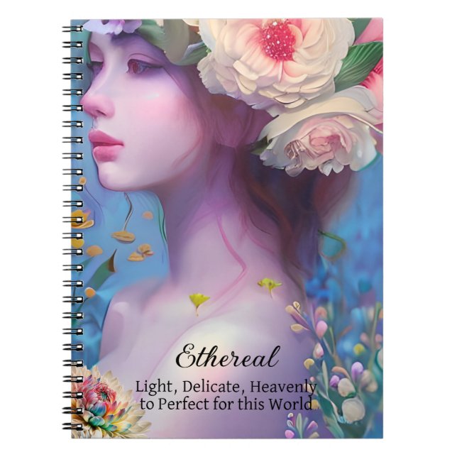 Ethereal Angelic Woman with Flowers in her Hair Notebook (Front)