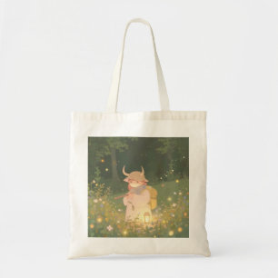 Ethereal Anime Girl with Horns in Whimsical Meadow Tote Bag