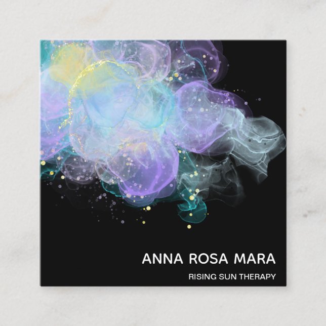 *~* Ethereal  AP46 Gold Glitter Logo Abstract QR Square Business Card (Front)