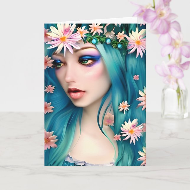 Ethereal Art | Beautiful Blue Fairy Birthday Card (Orchid)