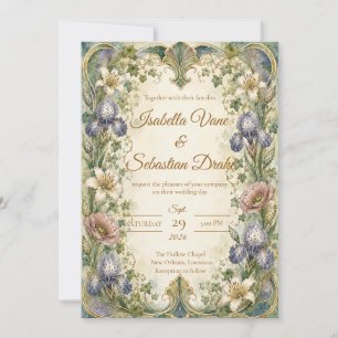 Ethereal Art Nouveau Botanical Romance Wedding Invitation