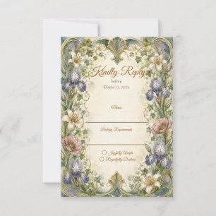 Ethereal Art Nouveau Botanical Romance Wedding RSVP Card