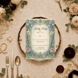 Ethereal Art Nouveau Floral Wedding RSVP Card