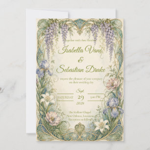 Ethereal Art Nouveau Wisteria Romance Wedding Invitation