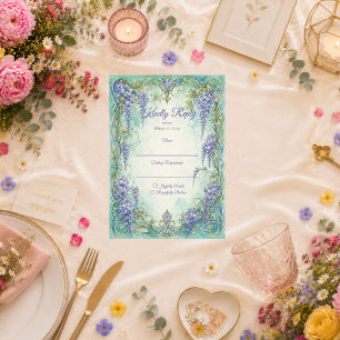 Ethereal Art Nouveau Wisteria Romance Wedding RSVP Card