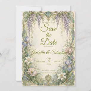 Ethereal Art Nouveau Wisteria Romance Wedding Save The Date