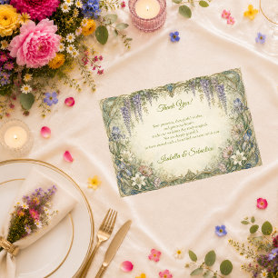 Ethereal Art Nouveau Wisteria Romance Wedding Thank You Card