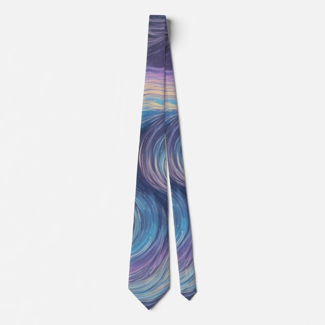 Ethereal Aurora Borealis Abstract Art Tie (Front)