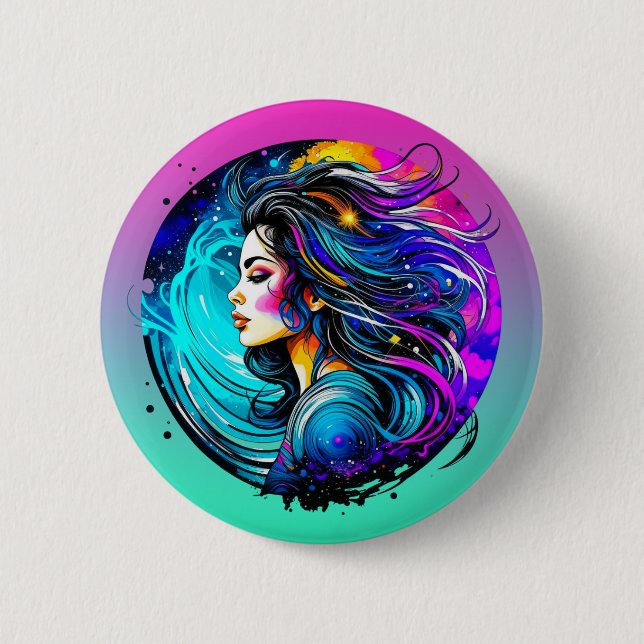 Ethereal Beautiful Woman Never Stop Dreaming 6 Cm Round Badge (Front)
