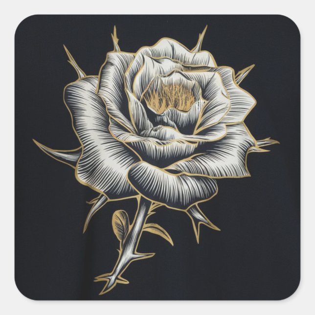  Ethereal Beauty: A Rose of Darkness Square Sticker (Front)