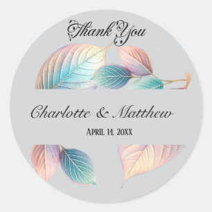 Ethereal Beauty Soft Tone Whimsical Pastel Leaves Classic Round Sticker