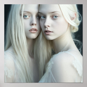 Ethereal Beauty: White-Haired Pair in Stunning Ful Poster