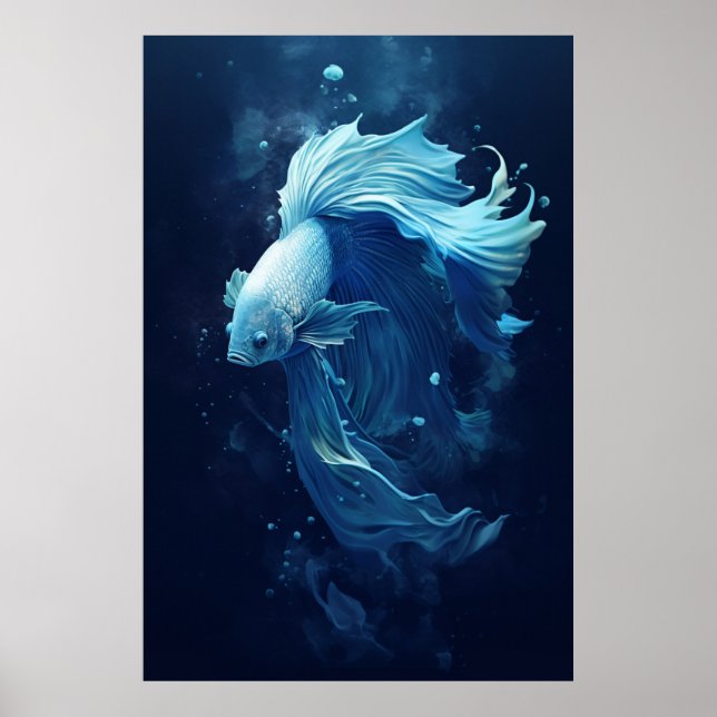 Ethereal Betta Fish Swimming Poster (Front)
