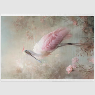 Ethereal Bird, Spoonbill, & Lotus Lake Scene Tissue Paper
