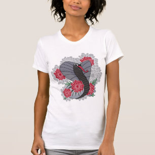 Ethereal Black Raven and Red Peony Women's Graphic T-Shirt