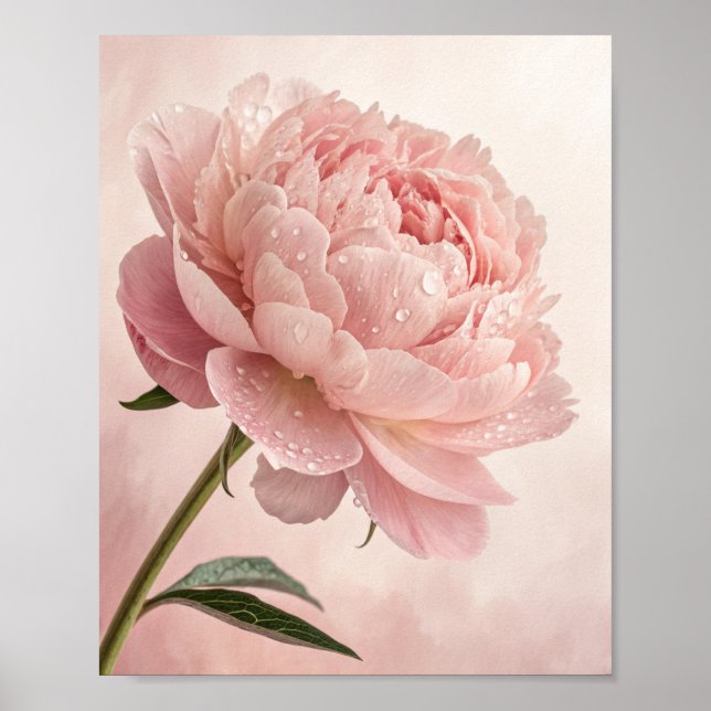 Ethereal Bloom: A Close-Up Portrait of a Dew-Kisse Poster (Front)