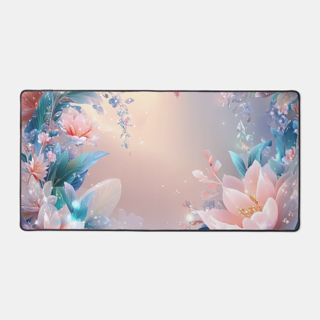 Ethereal Bloom: A Dreamy Floral Fantasy Desk Mat (Front)