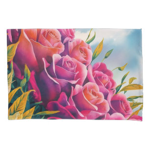Ethereal Bloom: Abstract Watercolor Rose Symphony Pillowcase