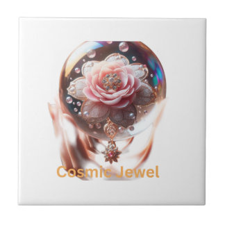  Ethereal Blossom: Jewel of Enchantment Ceramic Tile