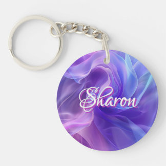 Ethereal Blue and Purple Wave Acrylic Keychain