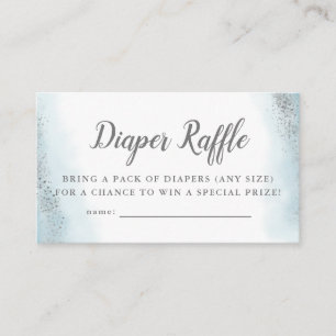 Ethereal Blue and Silver Baby Shower Diaper Raffle Enclosure Card
