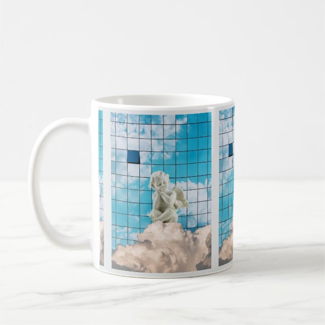 Ethereal Blue Angel Reflection Spiritual Aesthetic Coffee Mug (Left)