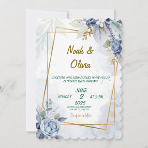 Ethereal Blue Bloom Wedding Invitation