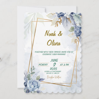 Ethereal Blue Bloom Wedding Invitation