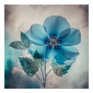 Ethereal Blue Blossom Poster