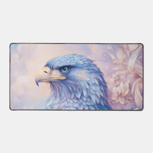 Ethereal Blue Feather Eagle Pastel Floral Fantasy Desk Mat