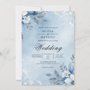 Ethereal Blue Floral Archway Wedding Invitation